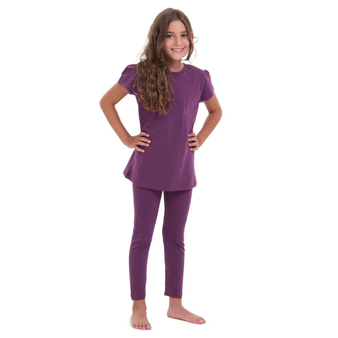 Girls summer pajama set Purple t-shirt + Pants